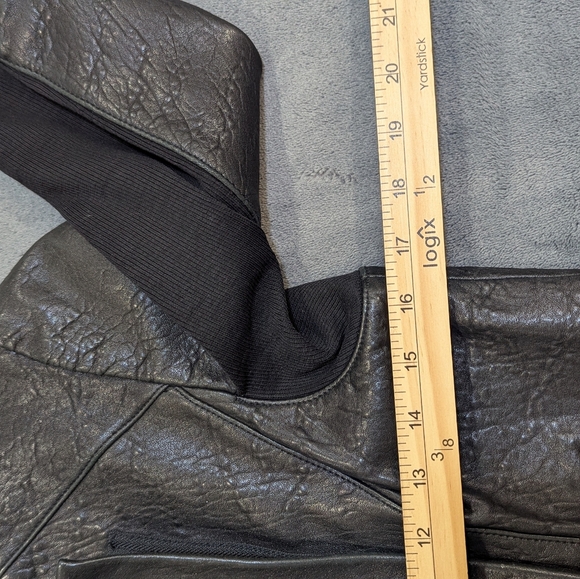 Veda Dallas Leather Motor Jacket Size S Black Stretchy Sleeve Panel Biker 100% L - Picture 6 of 10